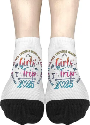 Silly Sock For Women No Show Socks Womens, Tie Dye Girls Trip 2025 Trouble When We Are Together Sock, Gag Gifts Funny Adult