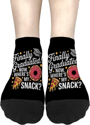 Silly Sock For Women Womens No Show Socks, Finally Graduated Where's My Snack? Sock, Ideas For Men