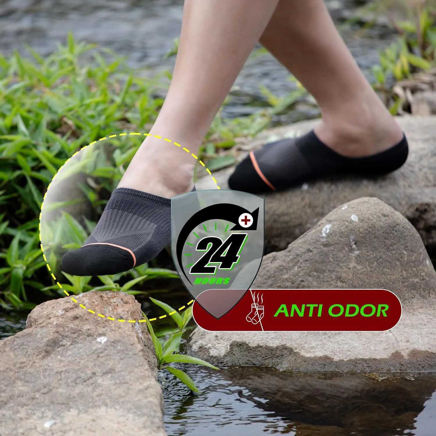 Silver No Show Socks Men Women Anti-Odor&Blister Moisture Wicking Performance Athletic Running Compression Sock