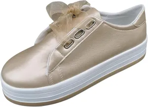 Sneakers For Women Walking Shoes Extra Wide Wide Width Womens Slip On Loafers Shoes Fashion Canvas Sneakers Casual Classic Fall Soft Lightweight Comfort Breathable Non-Slip Flat Walking Shoes Gold