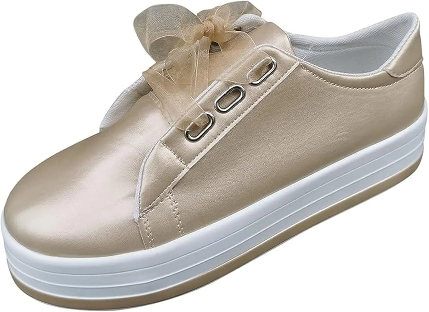 Sneakers For Women Walking Shoes Extra Wide Wide Width Womens Slip On Loafers Shoes Fashion Canvas Sneakers Casual Classic Fall Soft Lightweight Comfort Breathable Non-Slip Flat Walking Shoes Gold