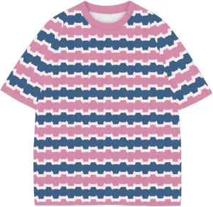 Striped Shirt Women Vintage Short Sleeve Crew Neck Oversized Y2K Summer Casual Basic Color Block Tee Tops