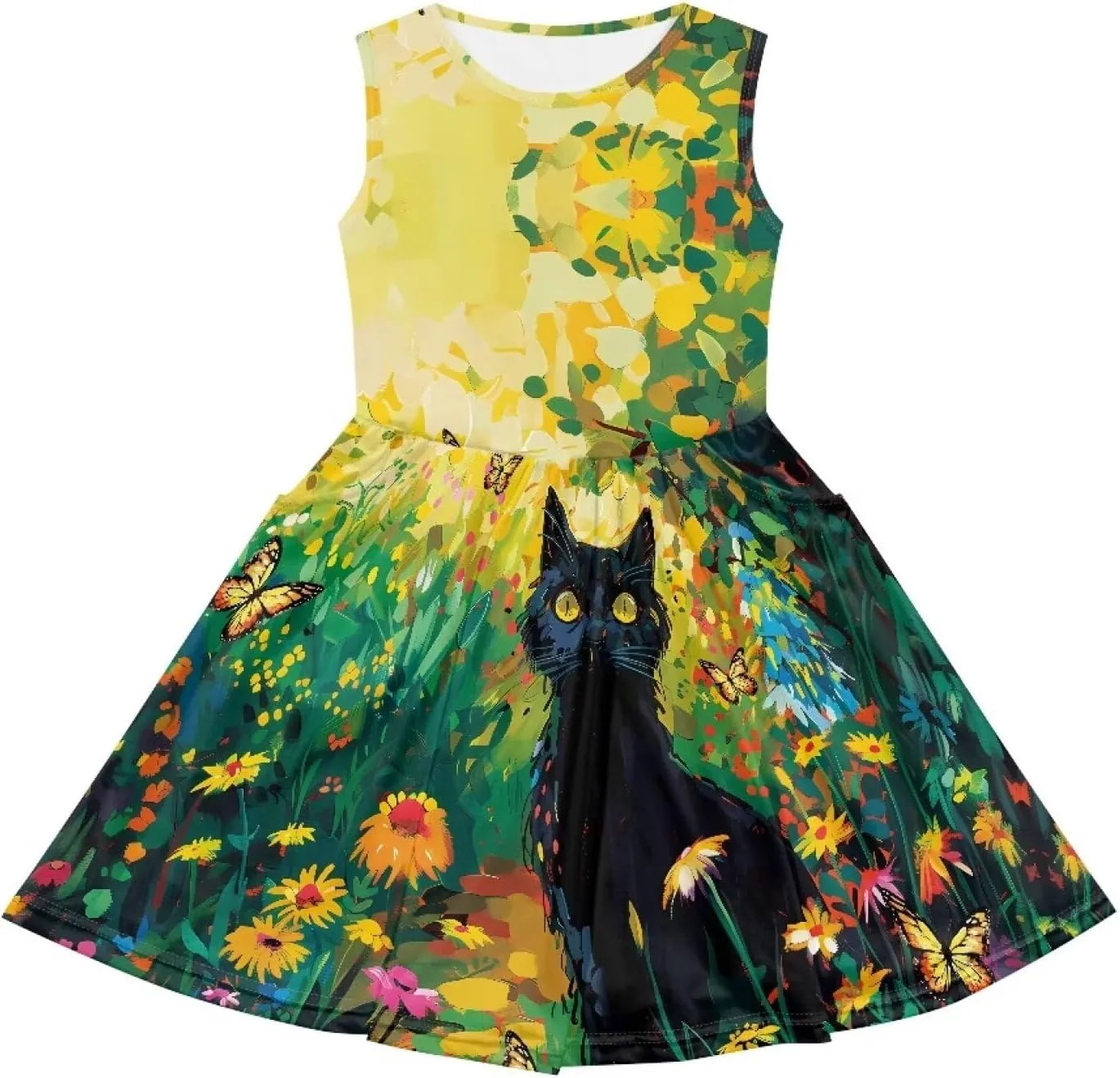 Summer Dresses for Girls 2-14 Girls Dresses Crewneck Sleeveless Sundress Beach Party Midi Dress Kids School