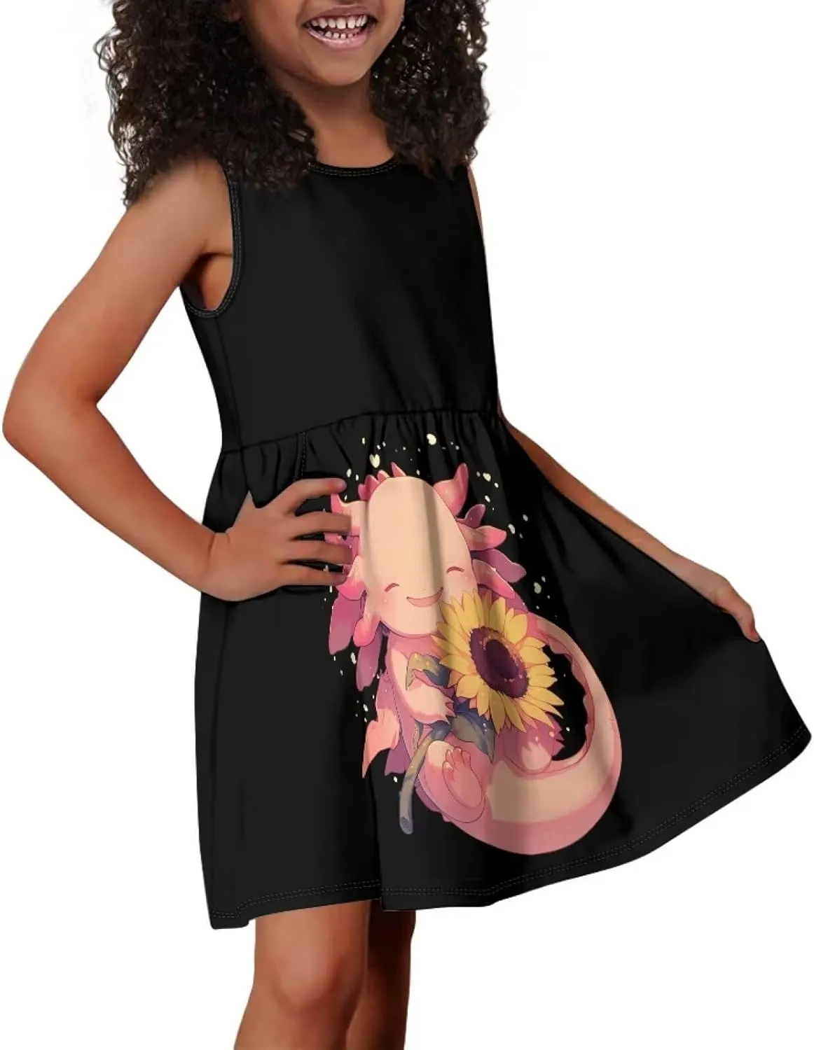 Summer Dresses for Girls 2-14 Girls Dresses Crewneck Sleeveless Sundress Beach Party Midi Dress Kids School