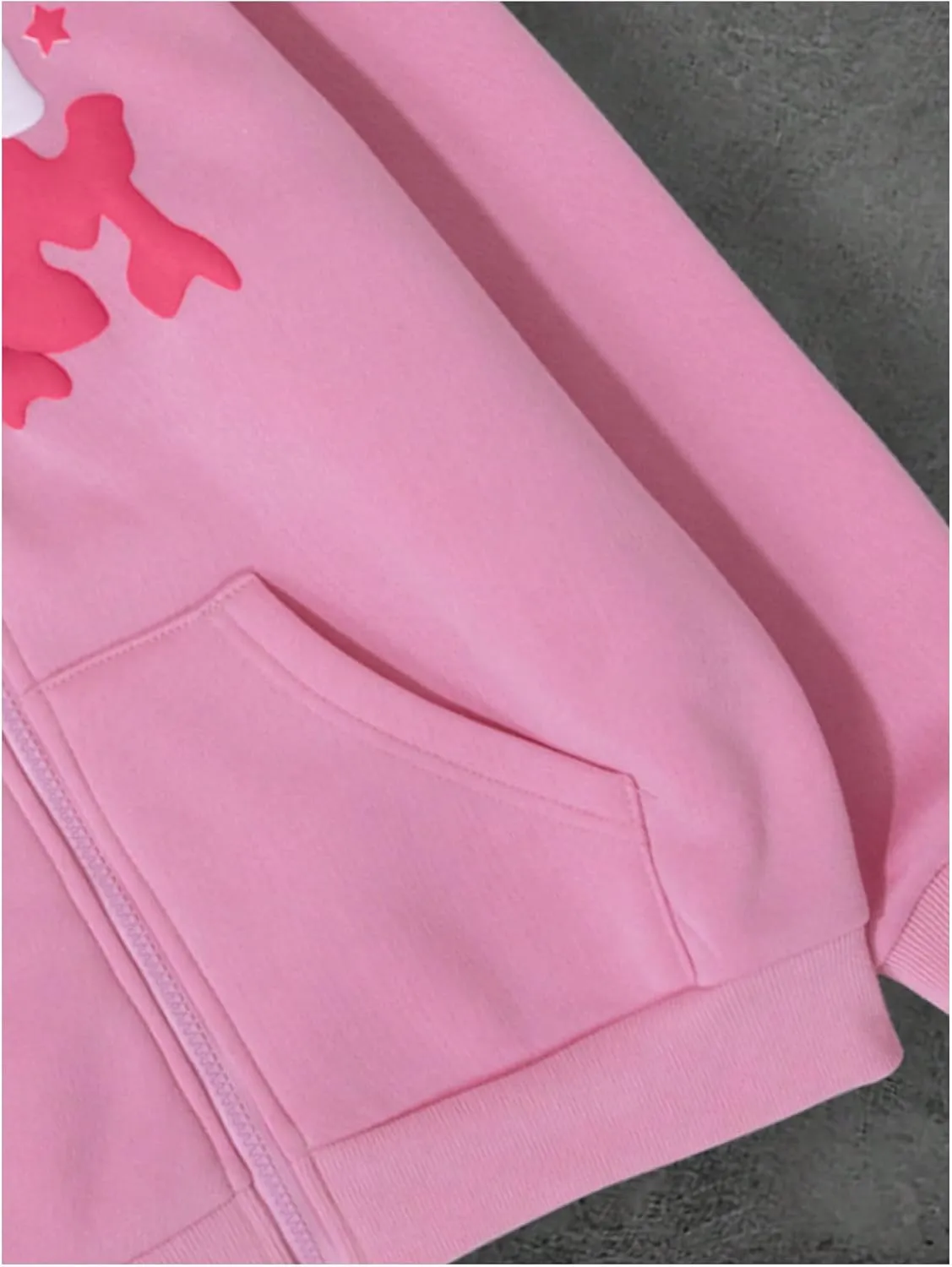 SweatyRocks Girl's Letter Graphic Print Full Zip Fleece Hoodie Casual Long Sleeve Sweatshirt Cute Jacket with Pocket