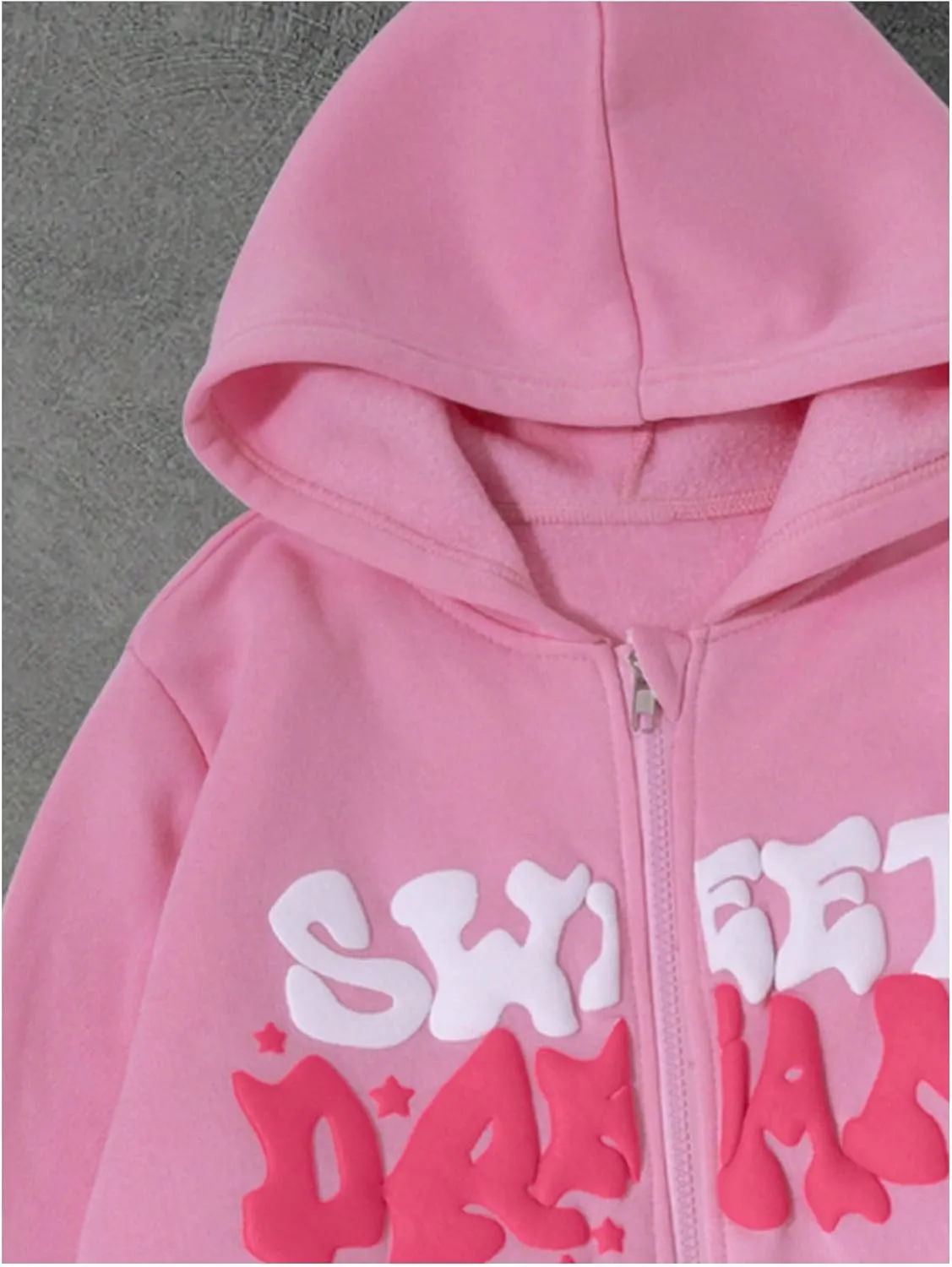 SweatyRocks Girl's Letter Graphic Print Full Zip Fleece Hoodie Casual Long Sleeve Sweatshirt Cute Jacket with Pocket