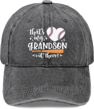 That's My Grandson Out There hat for Men Vintage Cotton Washed Baseball Caps Adjustable Dad
