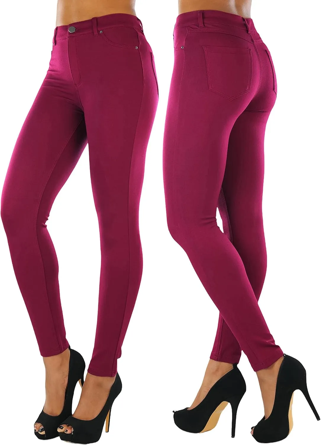 ToBeInStyle Women's Elastic Skinny Jean Pants w/Zipper & Pockets