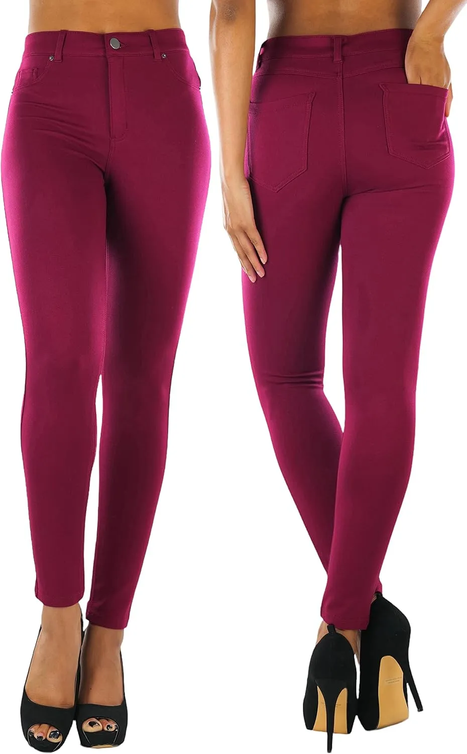 ToBeInStyle Women's Elastic Skinny Jean Pants w/Zipper & Pockets