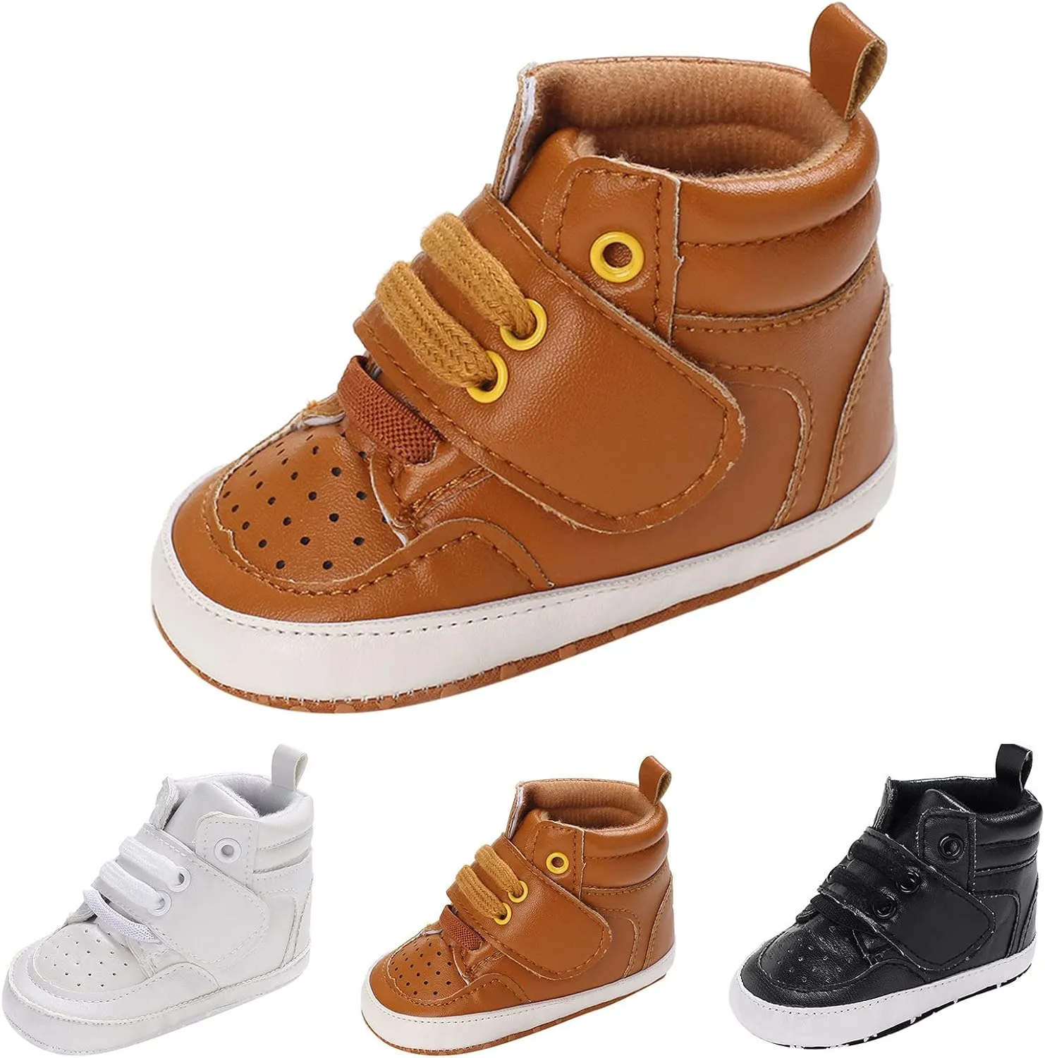 Toddler Solid Leather Snow Boots Infant Boys Girls Winter Cozy Warm High Top Shoes Anti-Slip Outdoor Toddler Shoe