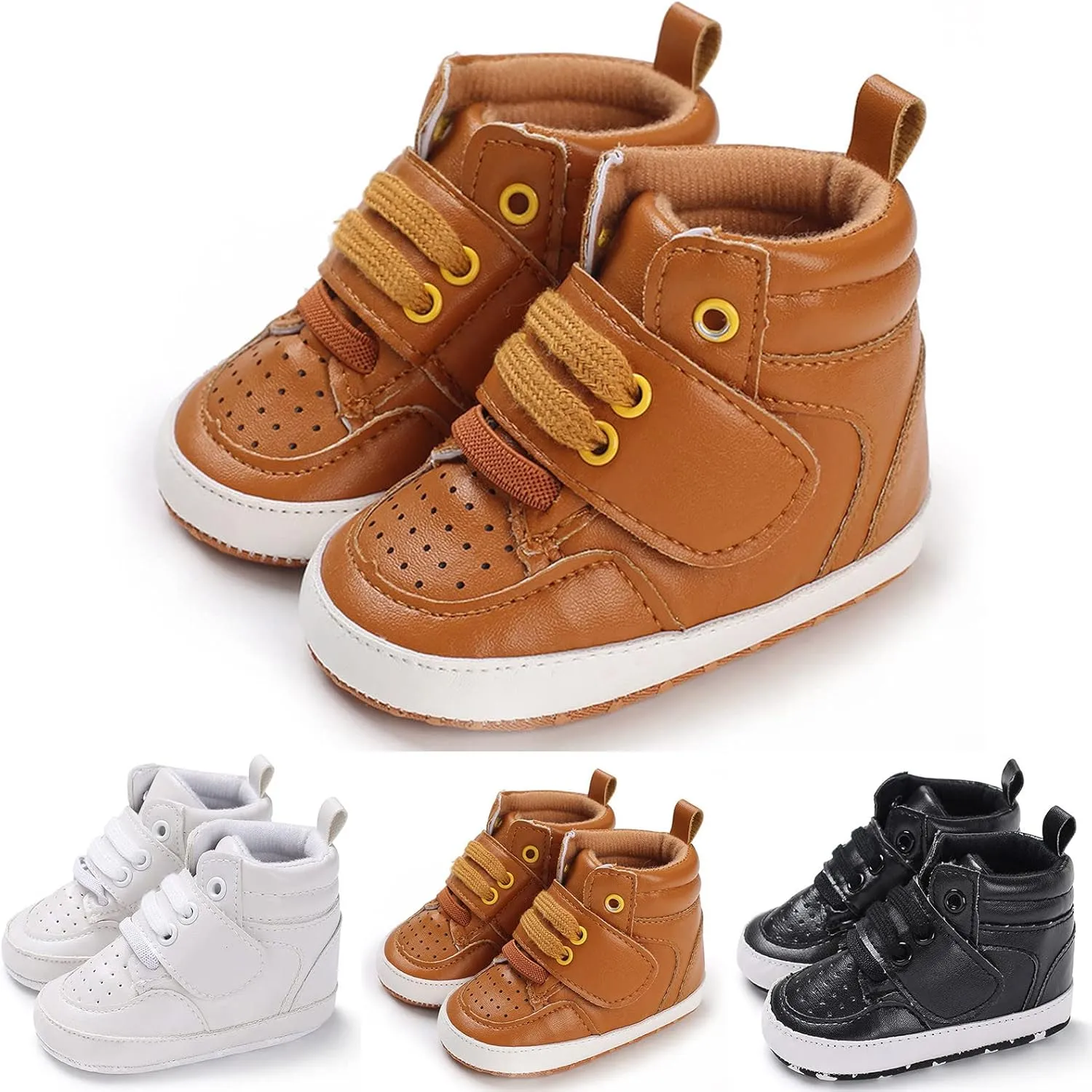 Toddler Solid Leather Snow Boots Infant Boys Girls Winter Cozy Warm High Top Shoes Anti-Slip Outdoor Toddler Shoe