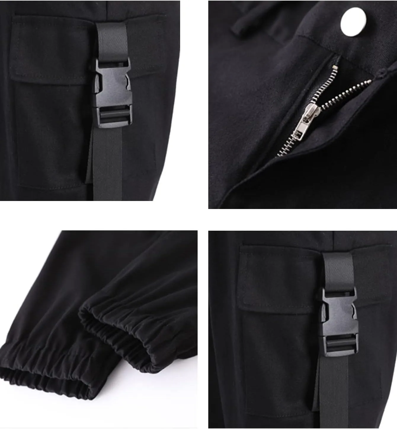 VANGULL Women's High Waisted Jogger Pants Casual Flap Pocket Solid Outdoor Cargo Pants Black