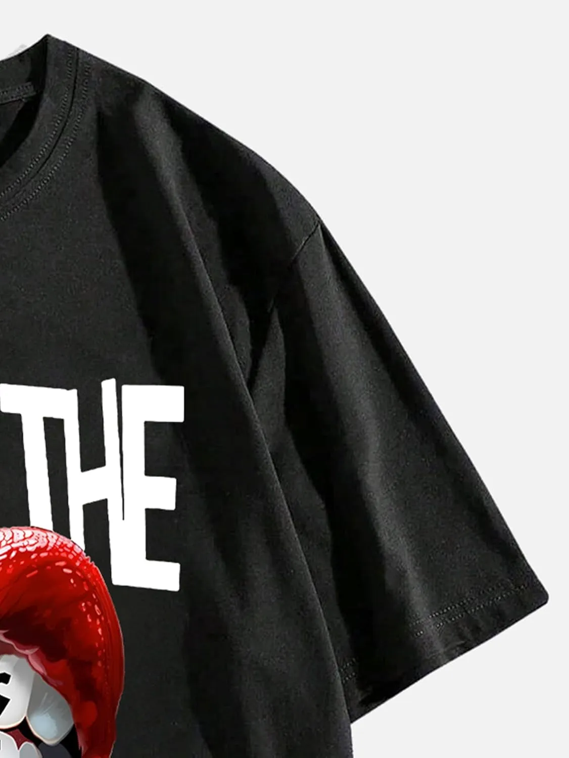 Verdusa Women's Lip Graphic Print Drop Shoulder Hiphop Tees Oversized Y2k T Shirts