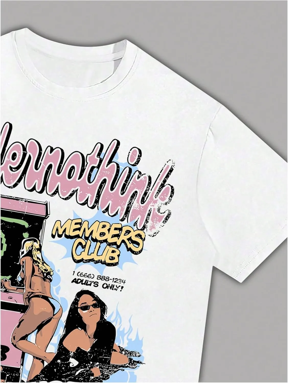 Verdusa Women's Lips Print Graphic Tees Y2k T Shirts Summer Crew Neck Vintage Going Out Tops