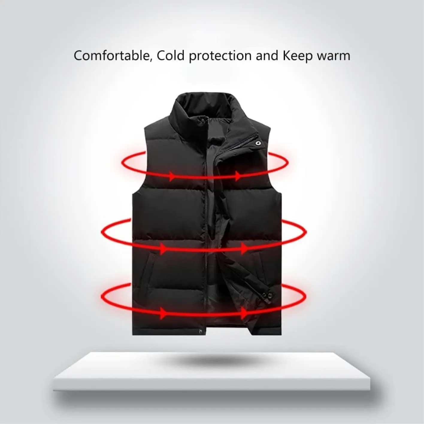 Vest Lightweight Men's Warmer Gilet Winter Puffer Down Vest Outerwear Full Zip Insulated Jacket Vest Outdoor