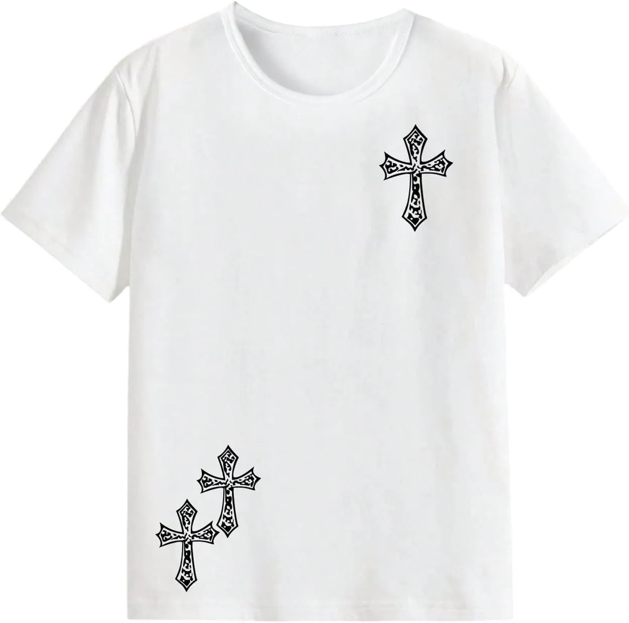 WDIRARA Boy's Cross Graphic T Shirt Short Sleeve Crew Neck Tee Casual Top