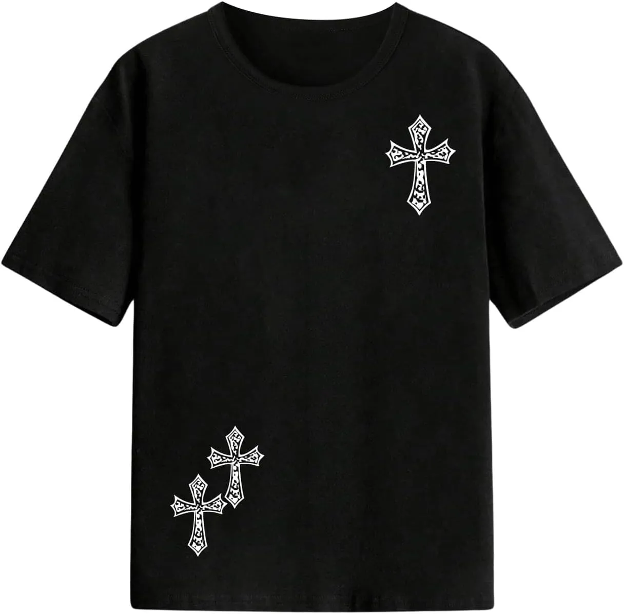 WDIRARA Boy's Cross Graphic T Shirt Short Sleeve Crew Neck Tee Casual Top