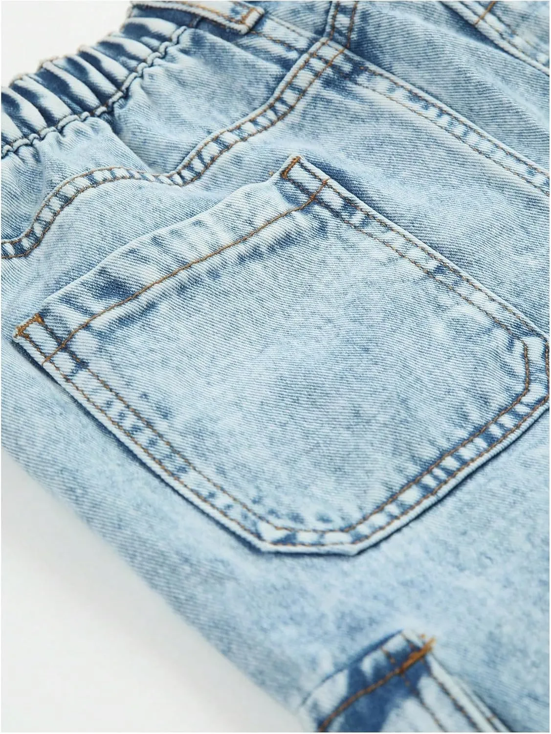 WDIRARA Girl's Casual High Waisted Cargo Jeans Wide Leg Denim Pants with Pockets