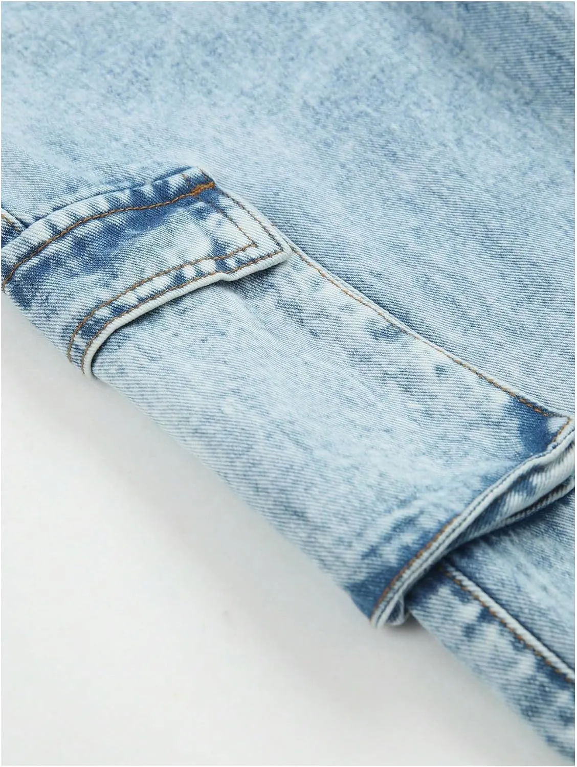 WDIRARA Girl's Casual High Waisted Cargo Jeans Wide Leg Denim Pants with Pockets