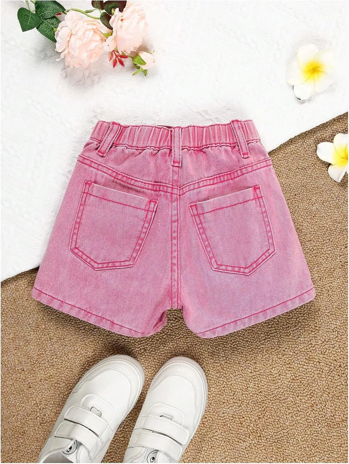 WDIRARA Girl's Wrap Button Front Asymmetrical Hem Denim Skort High Waist Skirt Shorts