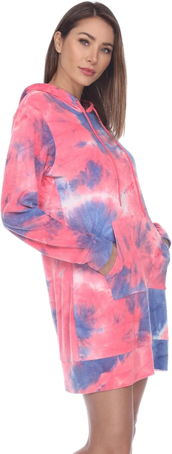 white mark Hoodie Tie Dye Sweatshirt Dress