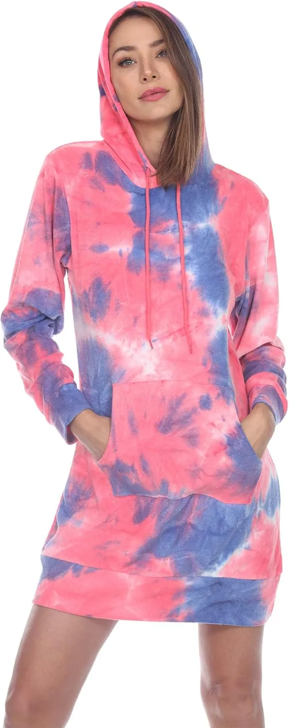 white mark Hoodie Tie Dye Sweatshirt Dress