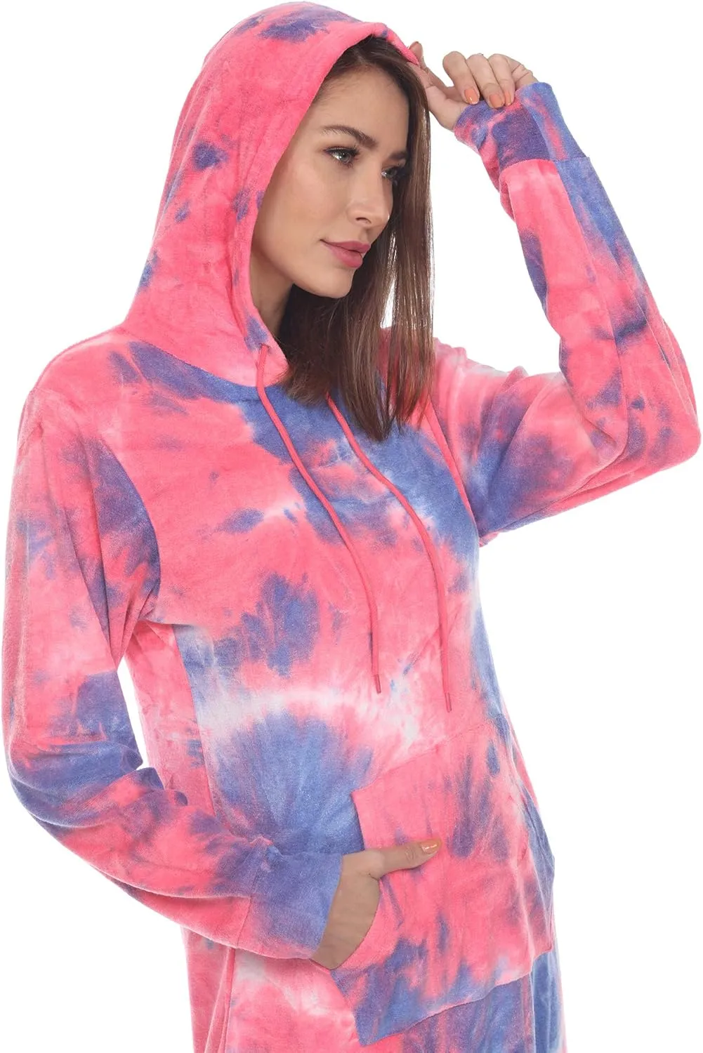 white mark Hoodie Tie Dye Sweatshirt Dress