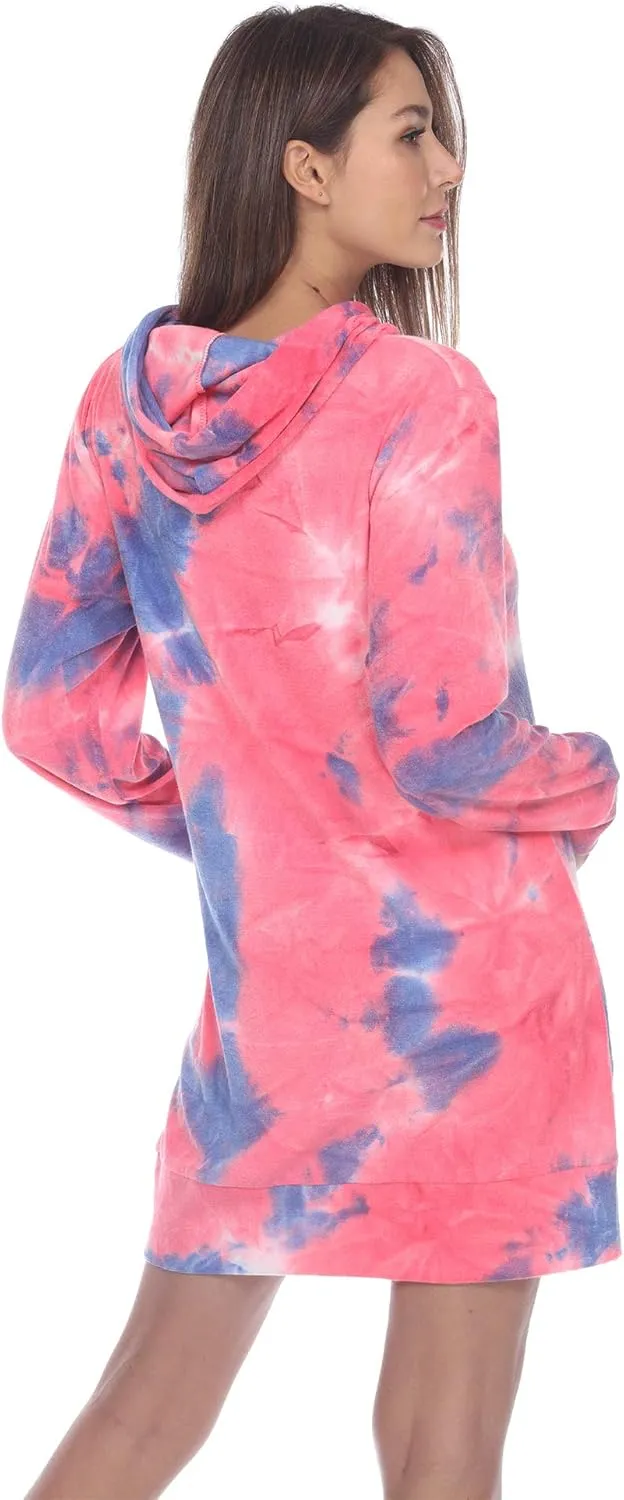 white mark Hoodie Tie Dye Sweatshirt Dress