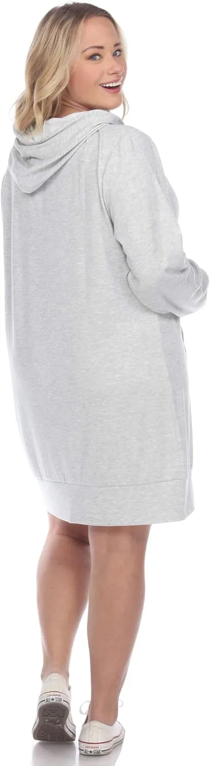 white mark Plus Size Hoodie Sweatshirt Dress