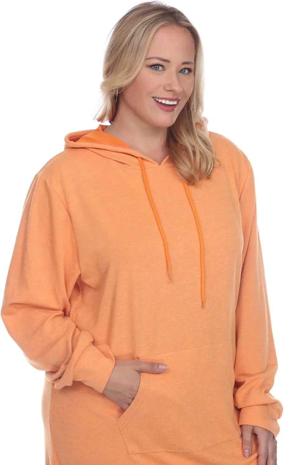 white mark Plus Size Hoodie Sweatshirt Dress