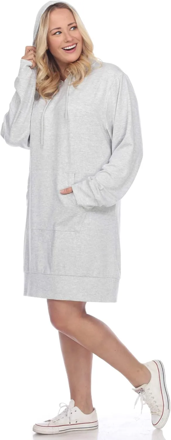 white mark Plus Size Hoodie Sweatshirt Dress
