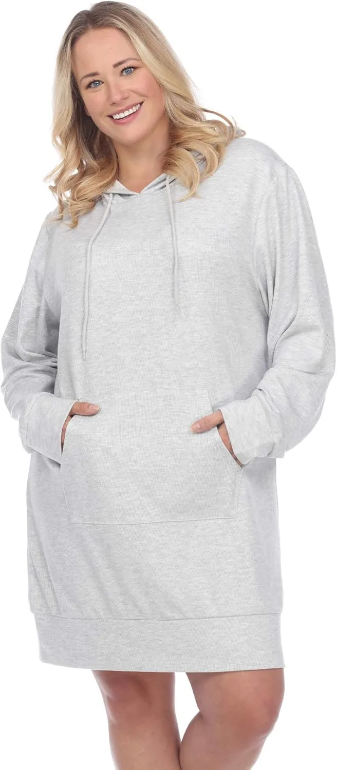white mark Plus Size Hoodie Sweatshirt Dress