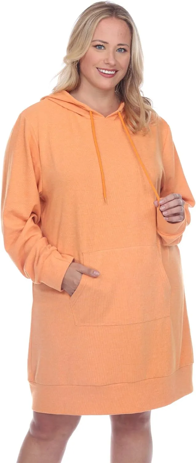 white mark Plus Size Hoodie Sweatshirt Dress