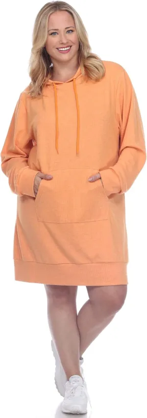 white mark Plus Size Hoodie Sweatshirt Dress