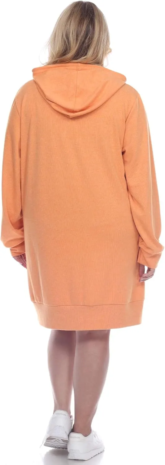 white mark Plus Size Hoodie Sweatshirt Dress