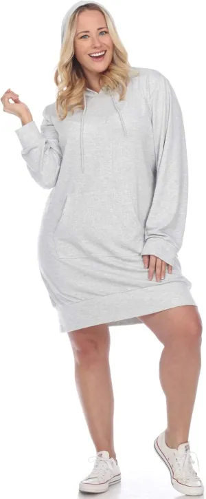 white mark Plus Size Hoodie Sweatshirt Dress