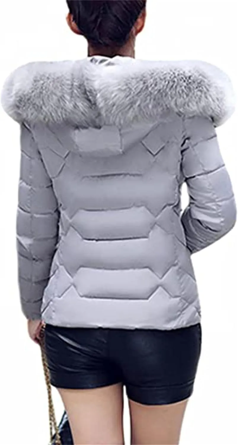 Women Oversized Warm Outwear Coats Quilted Parka Down Coat Long Sleeve Full Zip Puffer Jacket