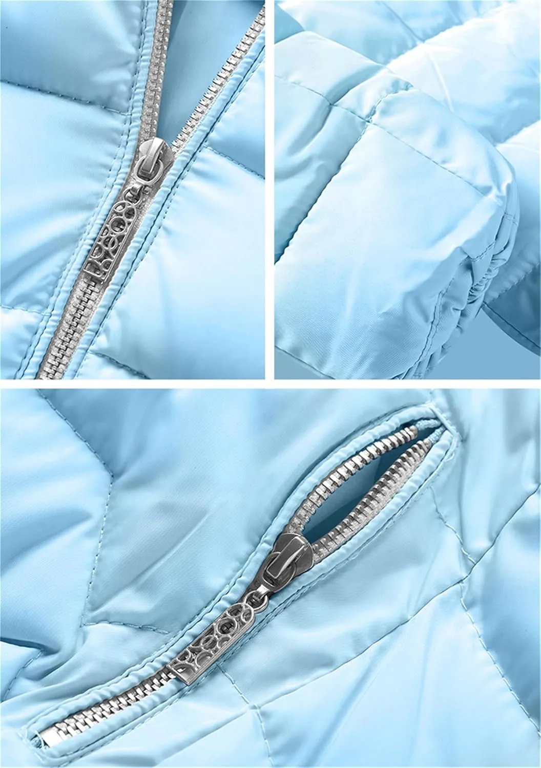 Women Oversized Warm Outwear Coats Quilted Parka Down Coat Long Sleeve Full Zip Puffer Jacket