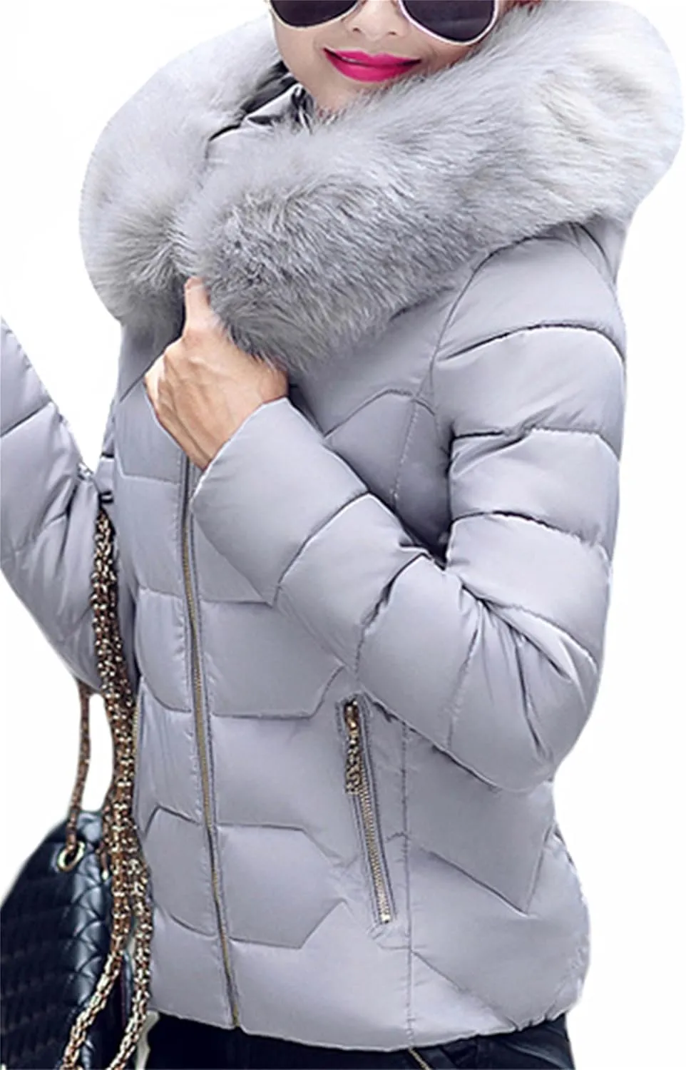 Women Oversized Warm Outwear Coats Quilted Parka Down Coat Long Sleeve Full Zip Puffer Jacket