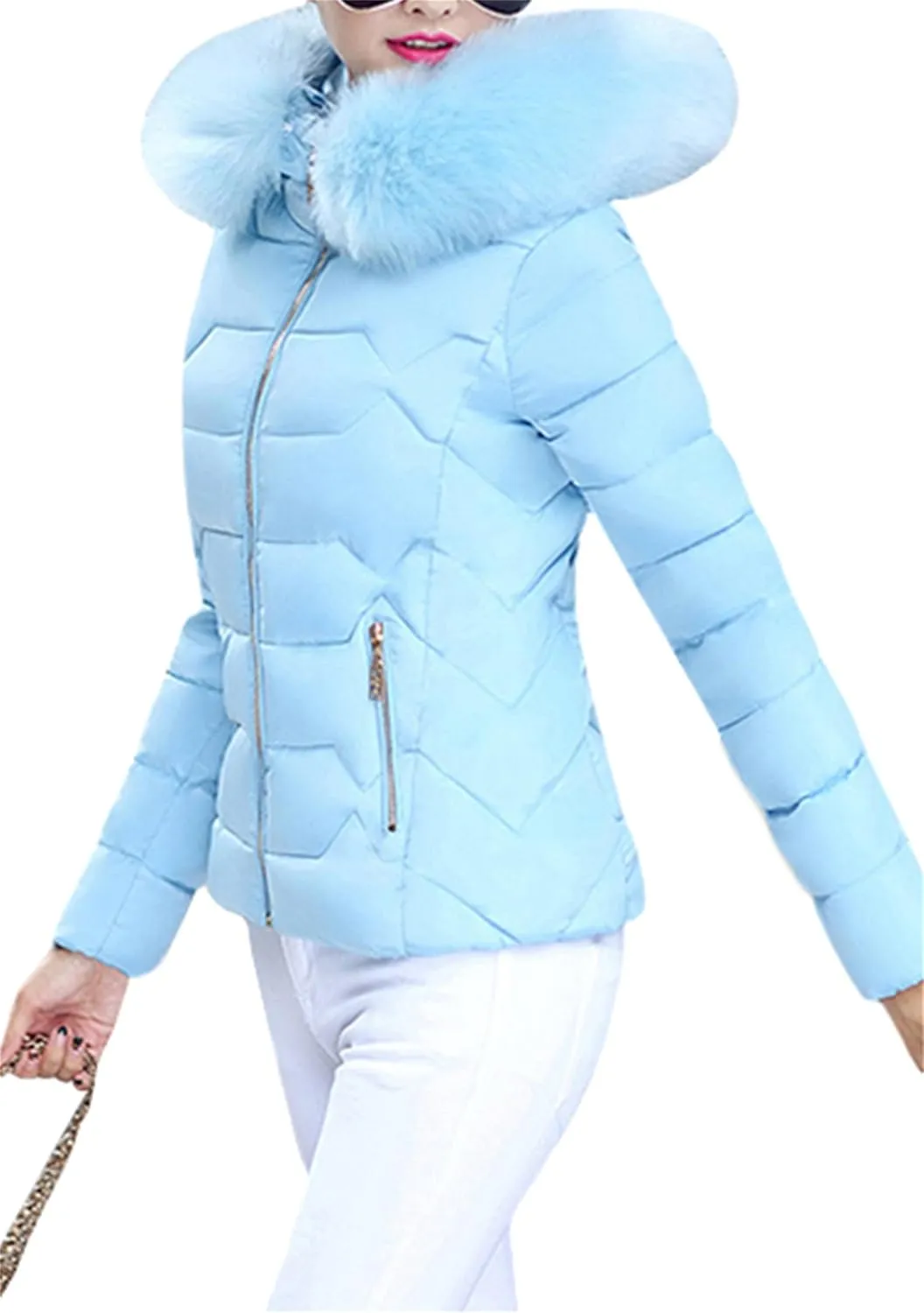 Women Oversized Warm Outwear Coats Quilted Parka Down Coat Long Sleeve Full Zip Puffer Jacket
