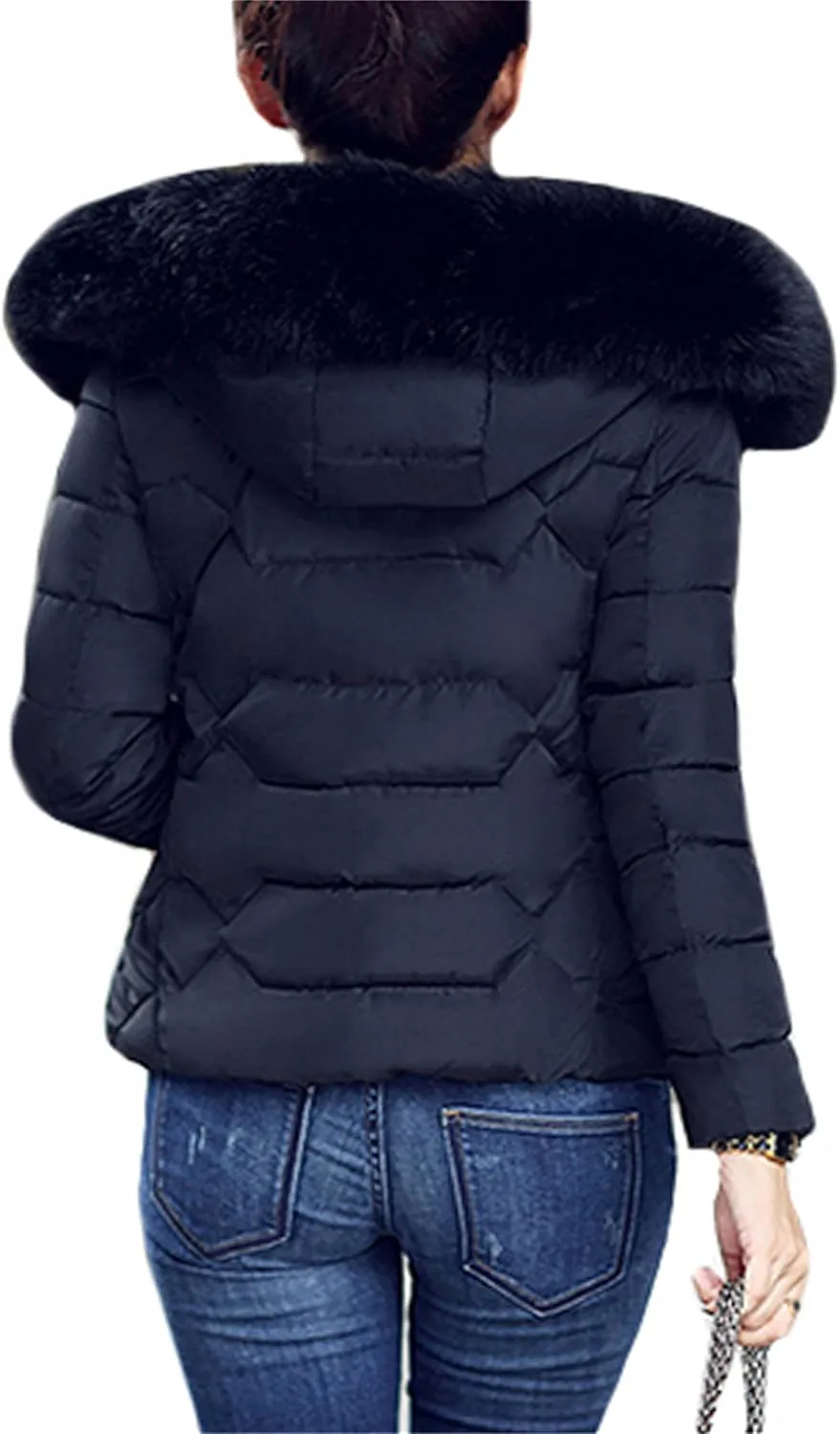Women Oversized Warm Outwear Coats Quilted Parka Down Coat Long Sleeve Full Zip Puffer Jacket