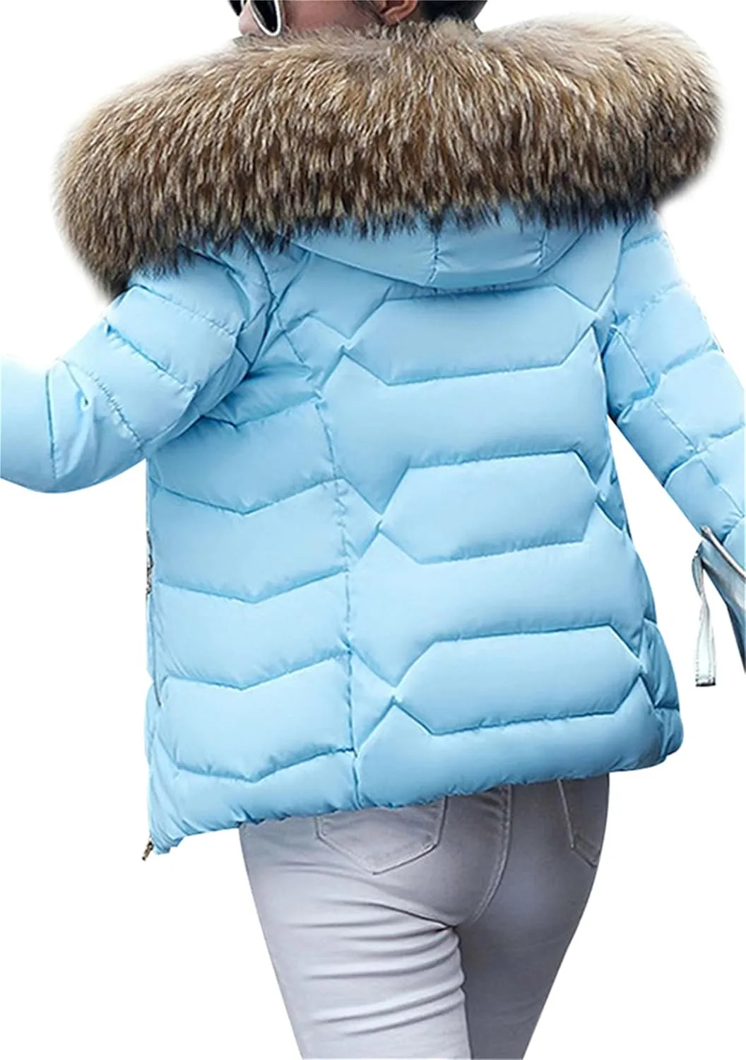 Women Oversized Warm Outwear Coats Quilted Parka Down Coat Long Sleeve Full Zip Puffer Jacket