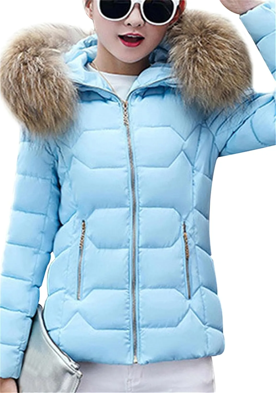 Women Oversized Warm Outwear Coats Quilted Parka Down Coat Long Sleeve Full Zip Puffer Jacket