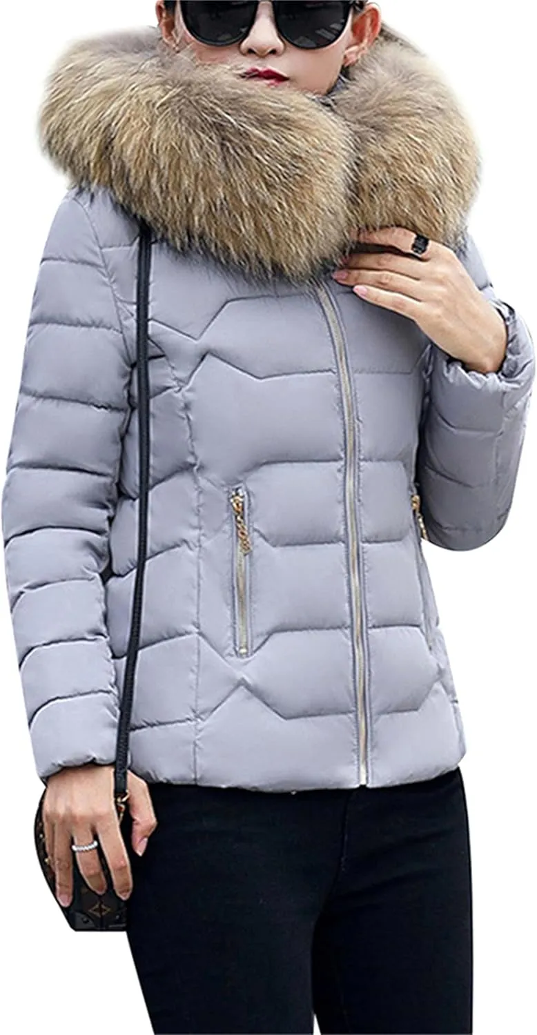 Women Oversized Warm Outwear Coats Quilted Parka Down Coat Long Sleeve Full Zip Puffer Jacket