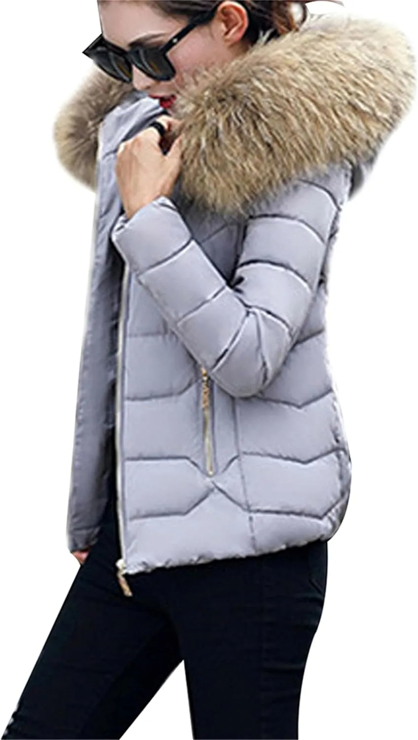 Women Oversized Warm Outwear Coats Quilted Parka Down Coat Long Sleeve Full Zip Puffer Jacket