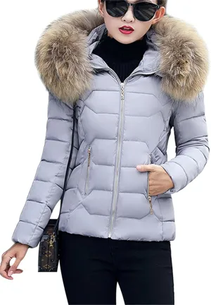 Women Oversized Warm Outwear Coats Quilted Parka Down Coat Long Sleeve Full Zip Puffer Jacket