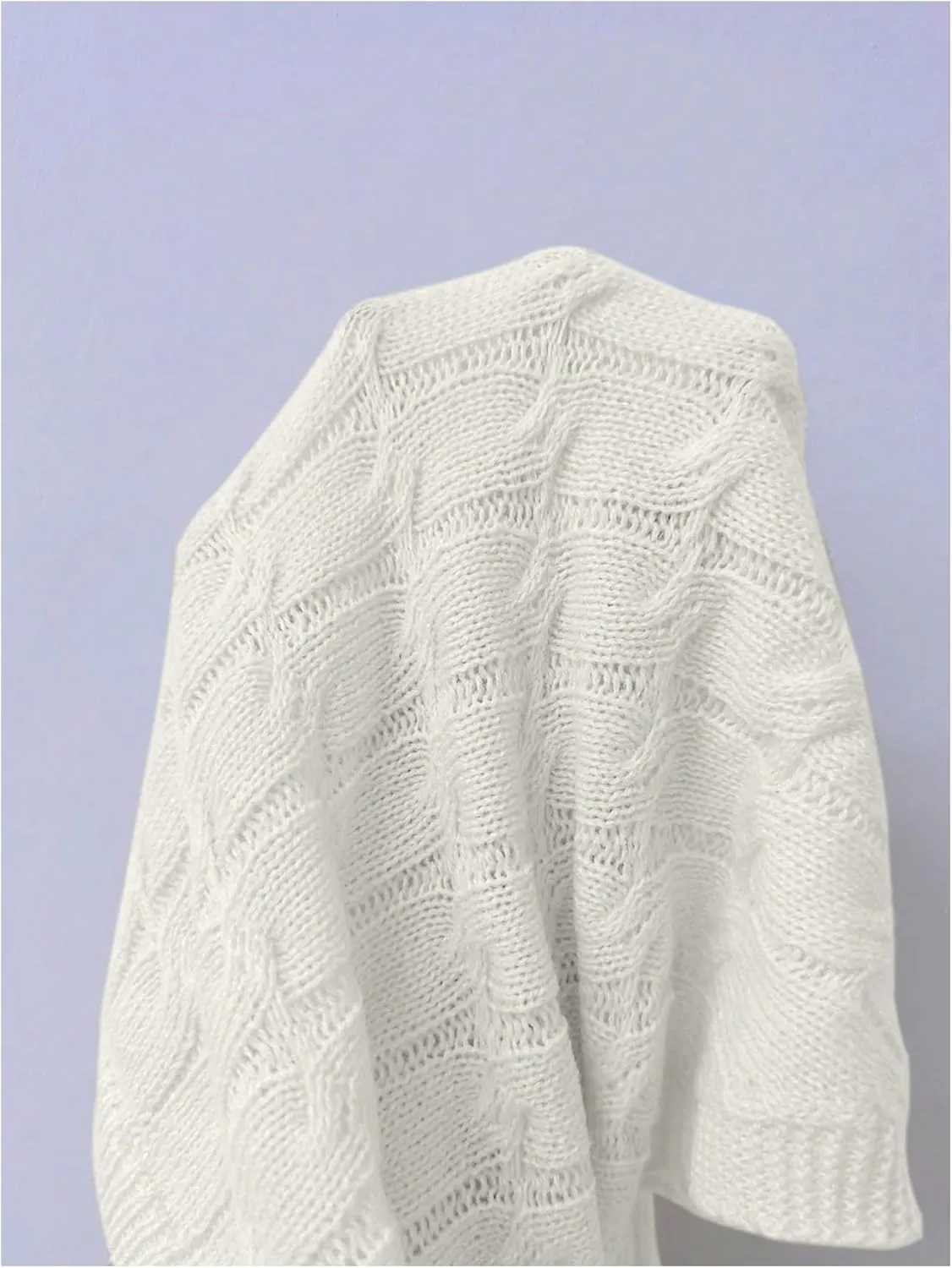 Women's Bolero Shrug Long Sleeve Open Front Cable Knit Lightweight Cropped Cardigan Trendy Fashion