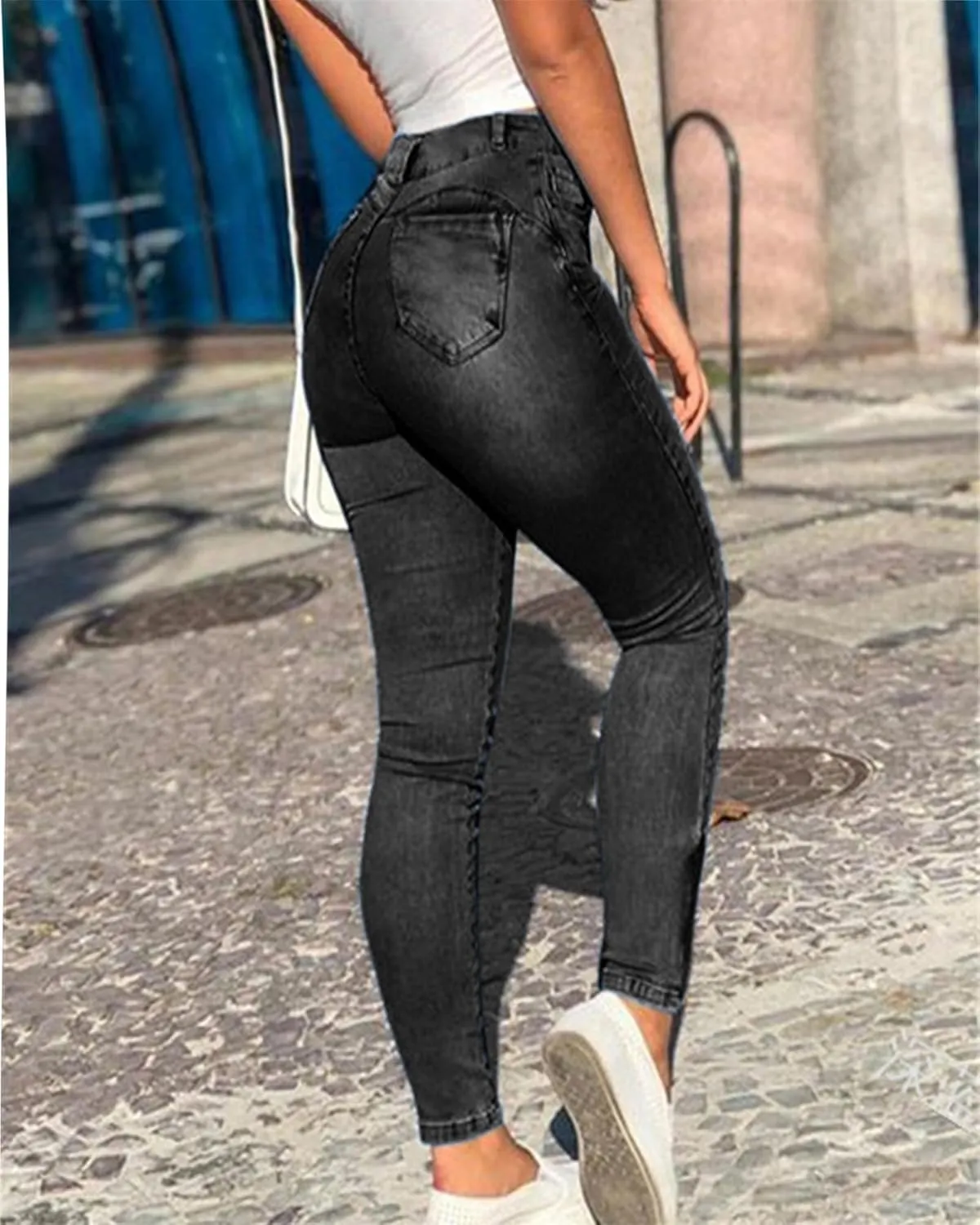 Women's Cargo Pants Casual High Waisted Skinny Stretch Trousers Pants with Pockets