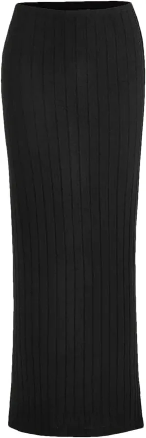Women's Casual Solid Color Ribbed Knit Pencil Skirt Women Elegant High Waist Slim Fit Long Skirt