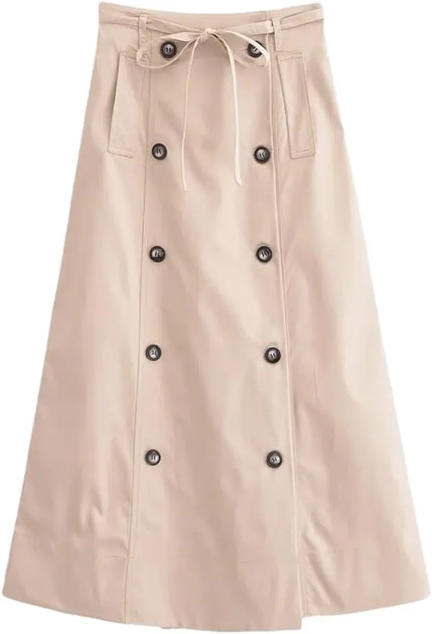 Women's Casual Versatile Maxi Skirt Women Elegant High Waist Solid Color Skirts